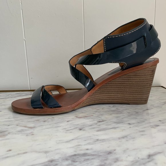 Coach Navy Leather Wedge Sandals size 9.5 - Picture 8 of 10